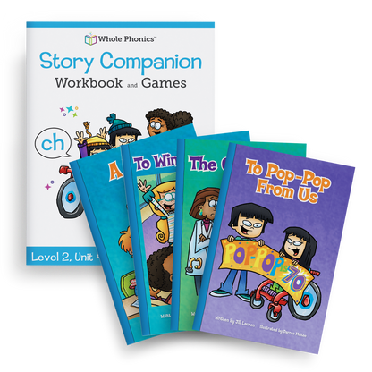 Ch + Wh Decodable Books and Workbook Set (Level 2, Unit 4) - 5 Items