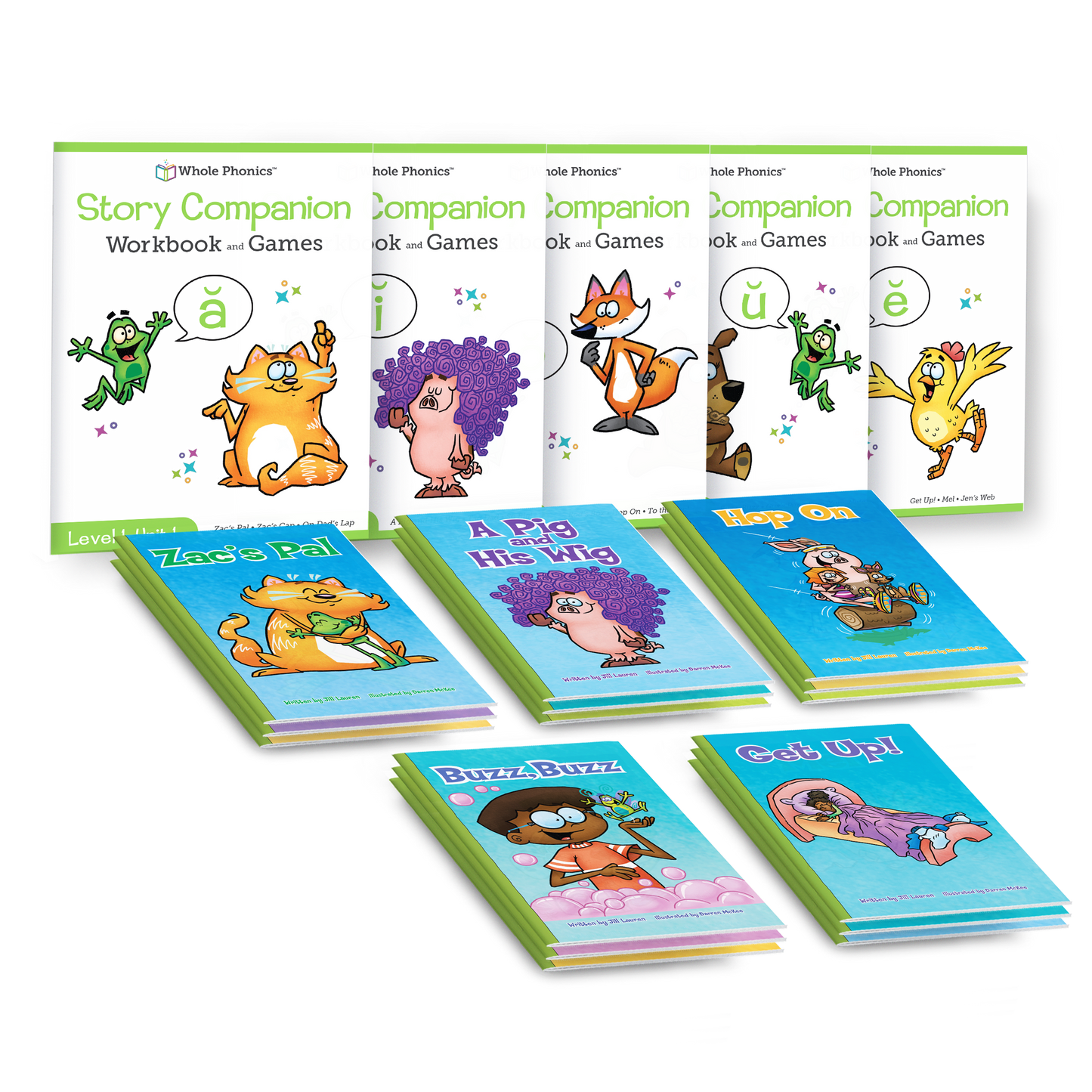 Short Vowel Decodable Books and Workbook Set (Level 1) - 20 Items