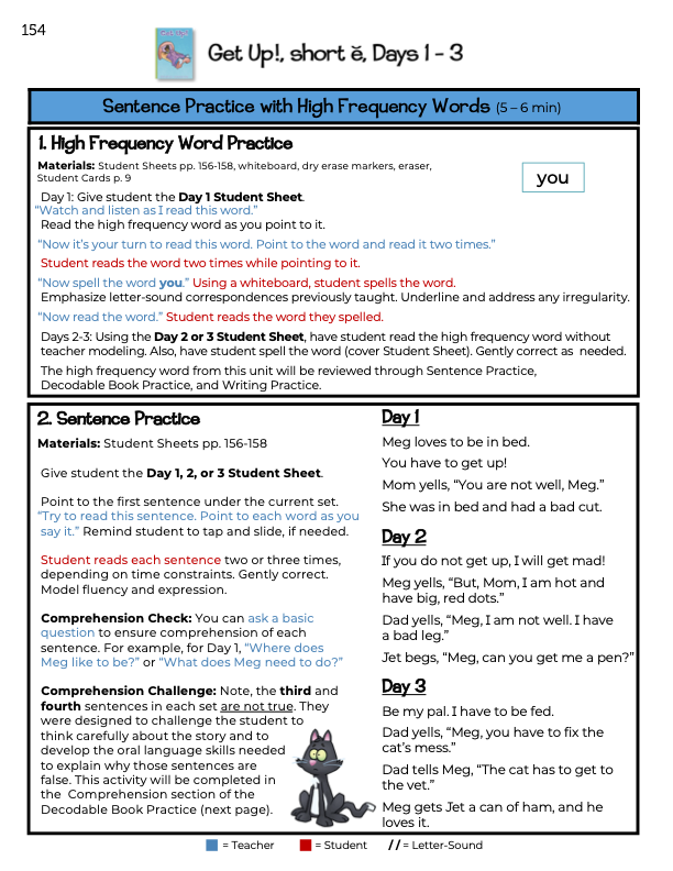 Reading Ready for Whole Phonics Teacher Guide, Level 1