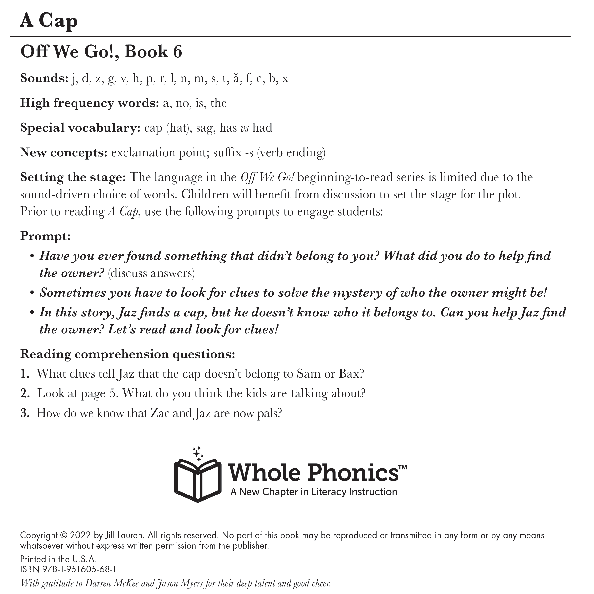 A Cap Reference A Cap – Whole Phonics™