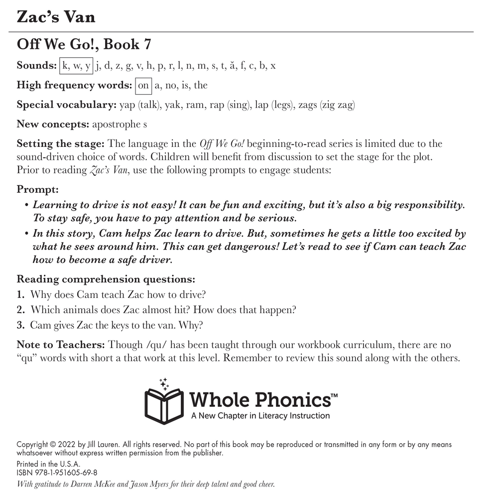 Zac's Van – Whole Phonics™