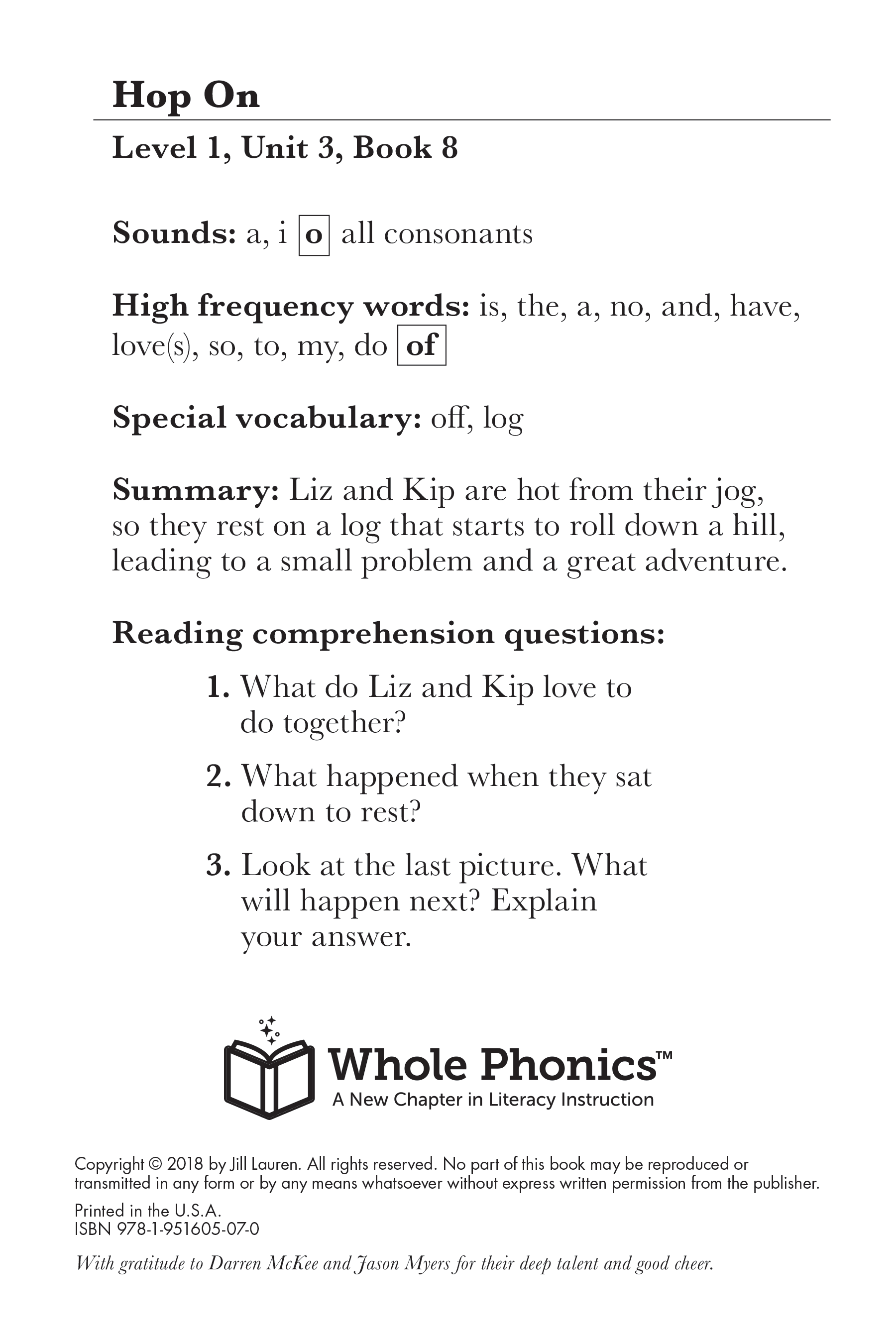 Short o Decodable Book and Workbook Set (Level 1, Unit 3) - 4 Items ...